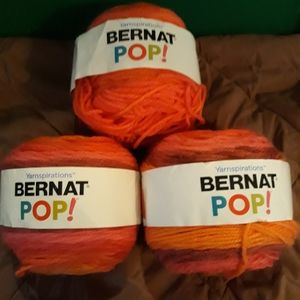 Lot of 3 Bernat Pop yarn. In Scarlet Sizzle